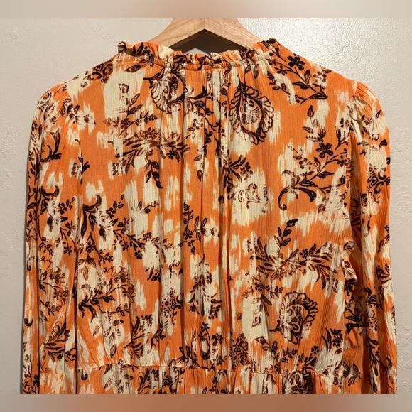 Frye Cadmium Orange Combo Tiered Front Button Dress Western Floral Cowgirl Small - Picture 12 of 16